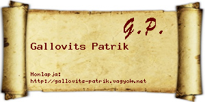 Gallovits Patrik névjegykártya